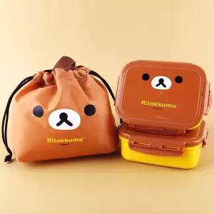 [RIZPICK]리락쿠마 뉴 사각밀폐 2단 도시락-브라운