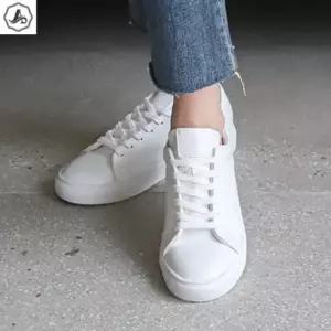 [애슬릿] 통굽 스니커즈 레이스업 화이트 키높이 단화 3cm
