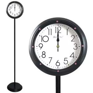 GB6198e 핑크큐빅 무소음 메탈 스탠드시계 블랙 국산 국산시계