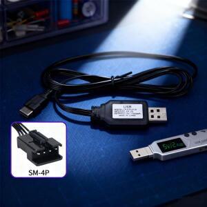 7.4V SM-4P 플러그 USB 충전기 DE36W DE65 HM202 EC08 EC16 M416 RC 자동차 차량용 호환 전기 젤 볼 블래