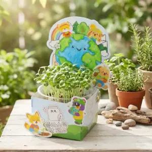 [키득키득]환경교육 화분컬러링 씨앗 새싹 쑥쑥 식물 키우기 만들기 패키지