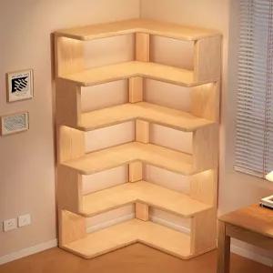 원목 두꺼운 코너 책장 삼각 수납장 침실 거실 틈새 선반 벽걸이형 다용도 가구