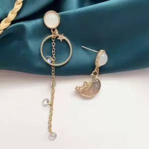 언발란스 별 달 골드 귀걸이 비즈 포인트 주얼리