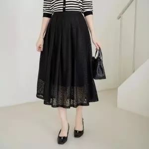 엄마옷 마담4060 펀칭레이스플리츠스커트 -QSK2603007-