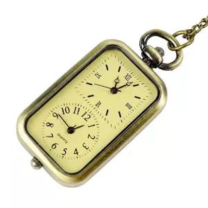 시계 체인 포켓 청동 목걸이 스타일 더블 빈티지 스퀘어