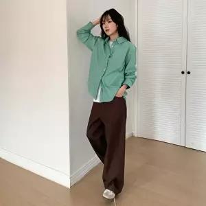 [옷자락]여자 봄여름 시원한 면 스트라이프 아우터 셔츠