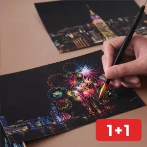 스크래치 페이퍼 야경 시티뷰 긁기 미술 놀이 엽서 야광