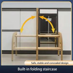 주방 좁은 공간용 숨김 접이식 사다리 슬림 겸용 좌/우 2단 내장 수납 스툴 보조