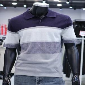 [STCO]SS 여름 블록 스트라이프 반팔 카라니트 F2KT25217