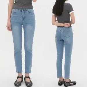 [하프클럽/]여자 고무줄 편한 H라인 슬림 데님팬츠