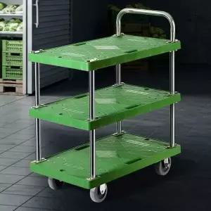 플라스틱스텐녹색 3단 중 음식점서빙카트 식당트레이 서빙카