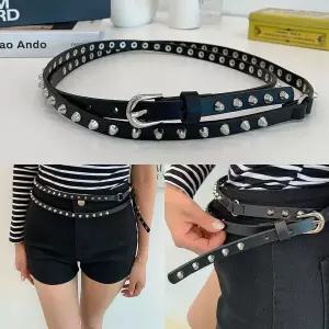 샤도스트벨트 실버 여성 허리띠 찡 포인트 가 롱벨트 벨트 비조