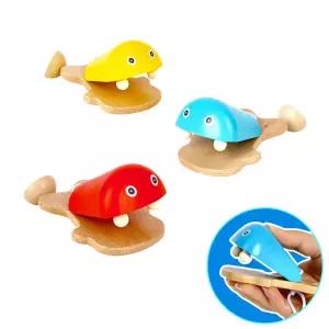 유치원 유아음악 멜로디완구 원목 물고기 캐스터네츠 장난감 악기놀이 리듬