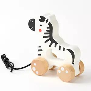 걸음마친구 끌기놀이 동글동글 바퀴형 원목동물 얼룩말 연습 보행보조기