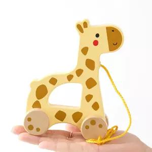 걸음마친구 끌기놀이 원목장난감 바퀴달린동물 기린 영아 걷기 소리 연습