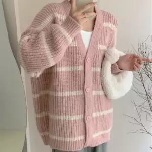 가디건 롱 데일리 루즈핏 스트라이프 니트 단가라