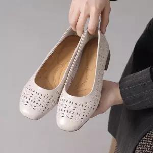 스파이더맨 여사친 여름 빈티지 진피 단화 플랫폼 샌들 굽 펀칭 구두 OPH5