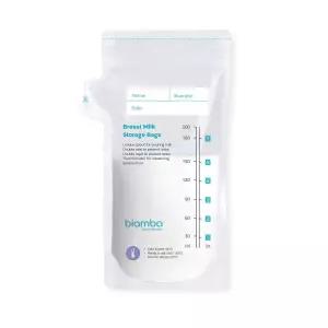 50피스 우유 보관 가방 Biamba - BPA 프리 이중 밀봉 누수 방지 온도 표시기 이지 푸어 스파우트 사전 멸균