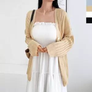 린넨 오버핏 여성 니트가디건