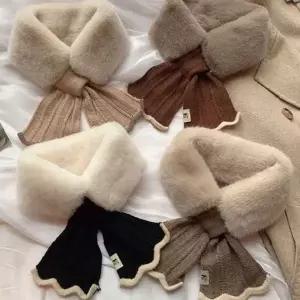 리본 장식 인조 퍼 목도리 여성 가을 겨울 데일리 보온 방한 패션 액세서리 롱