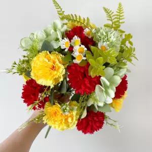 볼수록예쁜집 세트 성묘 조화 꽃다발 카네이션 7부쉬 데이지 장미 어버이날 생화같은 실크플라워 산소꽃