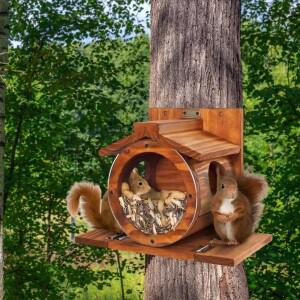 외부용 나무 다람쥐 먹이통  벽걸이형  동물 먹이 공급소  상자  및 집