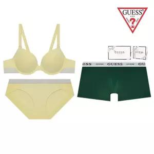 매장정품 GUESS 게스 [선물포장쇼핑백] 옐로우 커플속옷세트 OEWBR191BP191DR163GR 1370904
