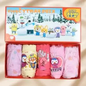 키즈라인 여아용 뽀로로 삼각 팬티 5p 순면 유아동 배변훈련 속옷