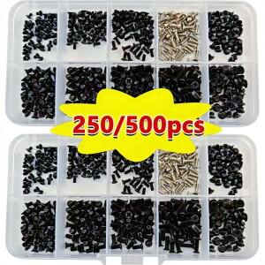 250/500개/박스 컴퓨터 소형 미니 소형 나사 세트 M2 M2.5 M3 탄소강 노트북 키트