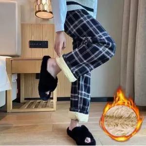 ONM LW 양털 체크 팬츠 겨울 방한 홈웨어 밴딩 바지