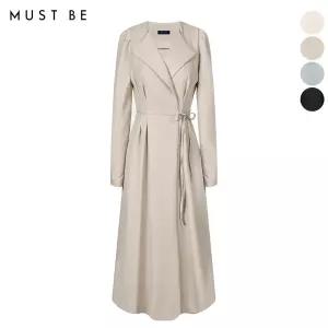 슬릿 와이드카라 핀턱 벨티드 원피스