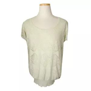 [중고명품] 페라가모 연두 그래픽 펀칭패턴 면 니트 M