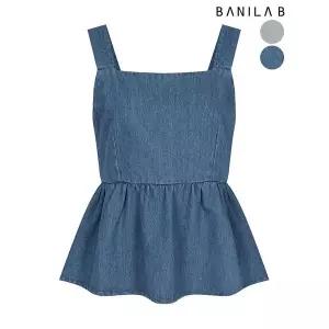 [하프클럽/바닐라비]여성 데님 티어드 리본 블라우스