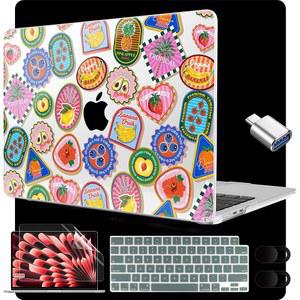 M4/M3/M2 맥북 에어 15.3인치 케이스 2025 2024 2023용, 핏 모델(A3241/A3114/A2941) 15인치, 노트북 하드 쉘, 키보드커버, 과일 및 스티커 포함