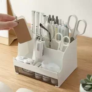 책상위 다용도 연필꽂이 펜꽂이 학용품 정리함 소품분리함 굿심플 데스크 소품정리함 펜꽂이 화장대수납함