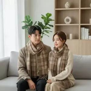 클래식 체크 패턴 커플 겨울 머플러 포근한 목도리 연인 기념일