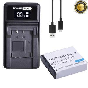 디지털 배터리 NP-40 충전식 카메라 충전기 Casio EX-Z40 Z55 FC100 용 1600mAh 3.7V