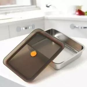 밀폐용기 1.6L 스텐 조리 직사각 보관용기 반찬통 납작 유리반찬통