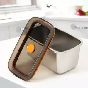 밀폐용기 1.3L 직사각 전자레인지 스텐 반찬통 유리반찬통