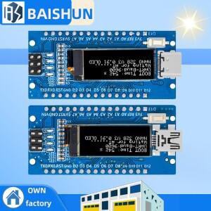 Nano V3.0 개발 보드 ATmega328P CH340C Arduino호환 미니 소형 USB 용 0.91 ''흰색 OLED 디스플레이 128x3