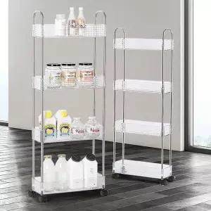 [하프클럽/셀러허브]바퀴선반 주방틈새장 냉장고틈새 수납장 4단