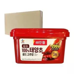 [박스] CJ 해찬들 우리쌀 태양초 골드고추장 800g+200g 12입