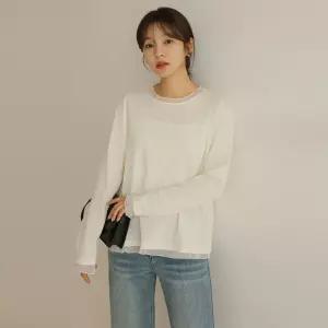 [엘리시아] 러먼 라운드 시스루 레이어드 티