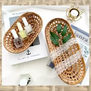 BBT4 오발 라탄 트레이 2P 바구니 수납 피크닉 원형 라틴 간식 바스켓 장난감 정리