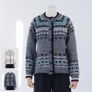 [로코엘라]나리에 노르딕 패턴 니트 여성 기디건