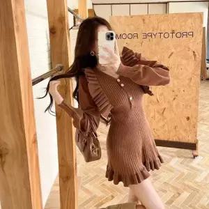 원피스 치마 니트 미니 여성용 시크한 데일룩 슬림핏 페미닌 겨울내내 DAOL4