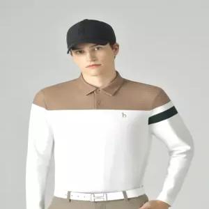 헤지스 골프 25FW HUTS5D901OW ONLINE EXCLUSIVE화이트 남성 기모 컬러블록 카라22476315102343767