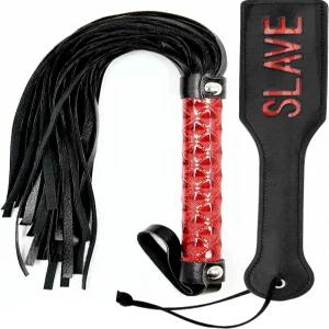 밀로펙스 채찍 패들 말 인조 가죽 블랙 롤플레이 세트