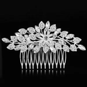 웨딩장식 머리띠 화이트 꽃잎 빗 플러그형