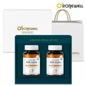 [롯데백화점]로니웰 [로니웰] 리버케어  밀크씨슬 90정 2개입 선물세트 + 쇼핑백